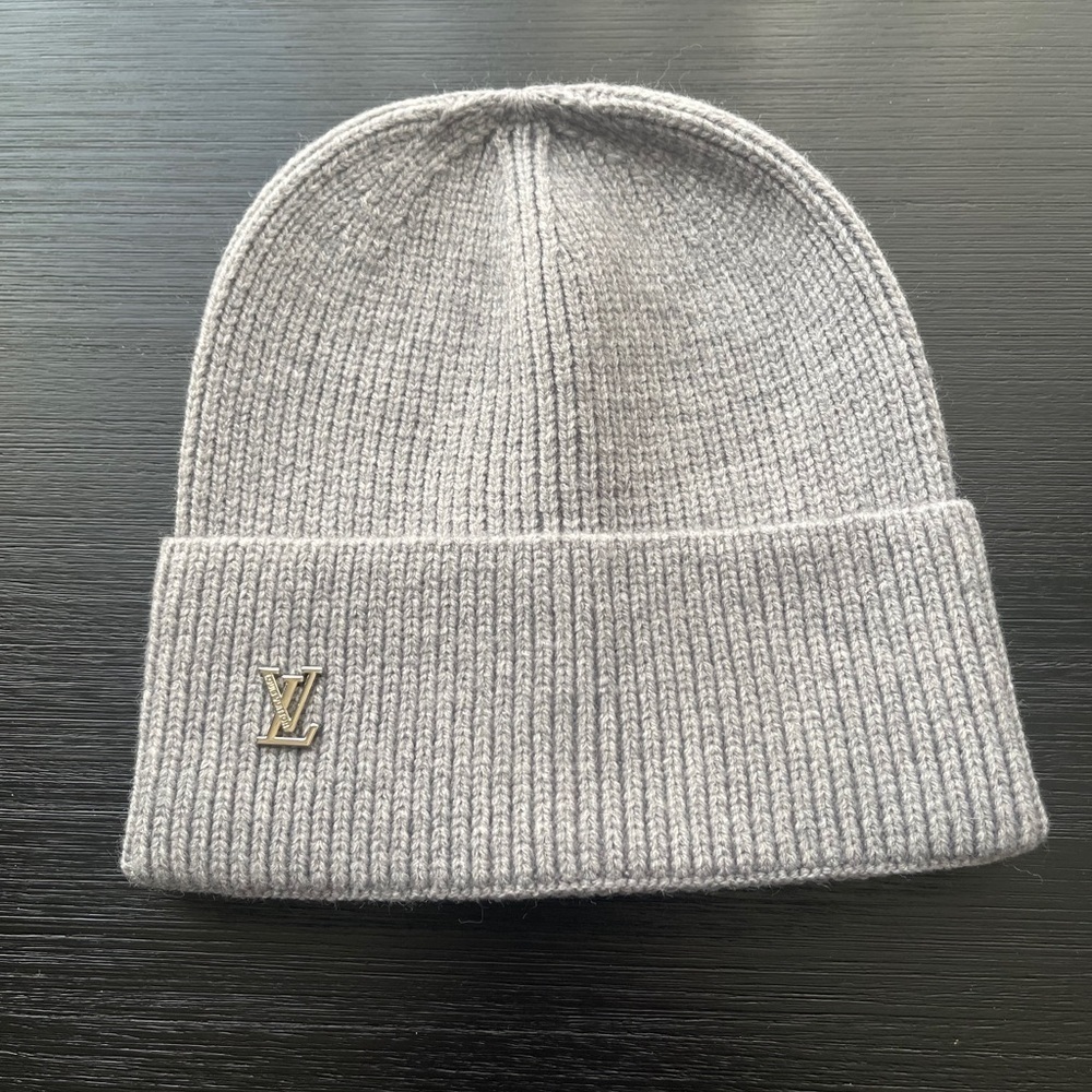 Upcycled LV Gray luxury Beanie Hat!